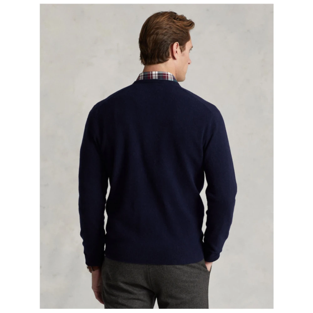 Polo Ralph Lauren Zachte Wol V-Hals Trui Blue Heren