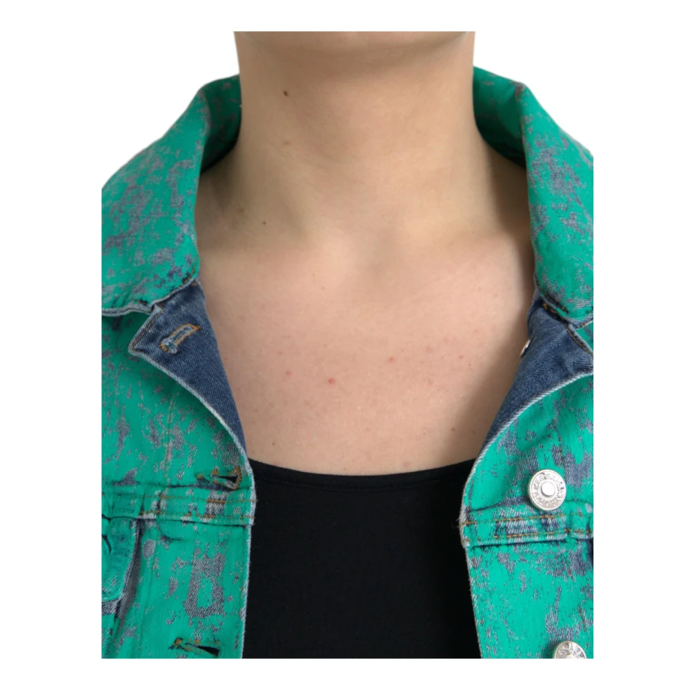 Dolce & Gabbana Groene Tie Dye Cropped Denim Jack Green Dames