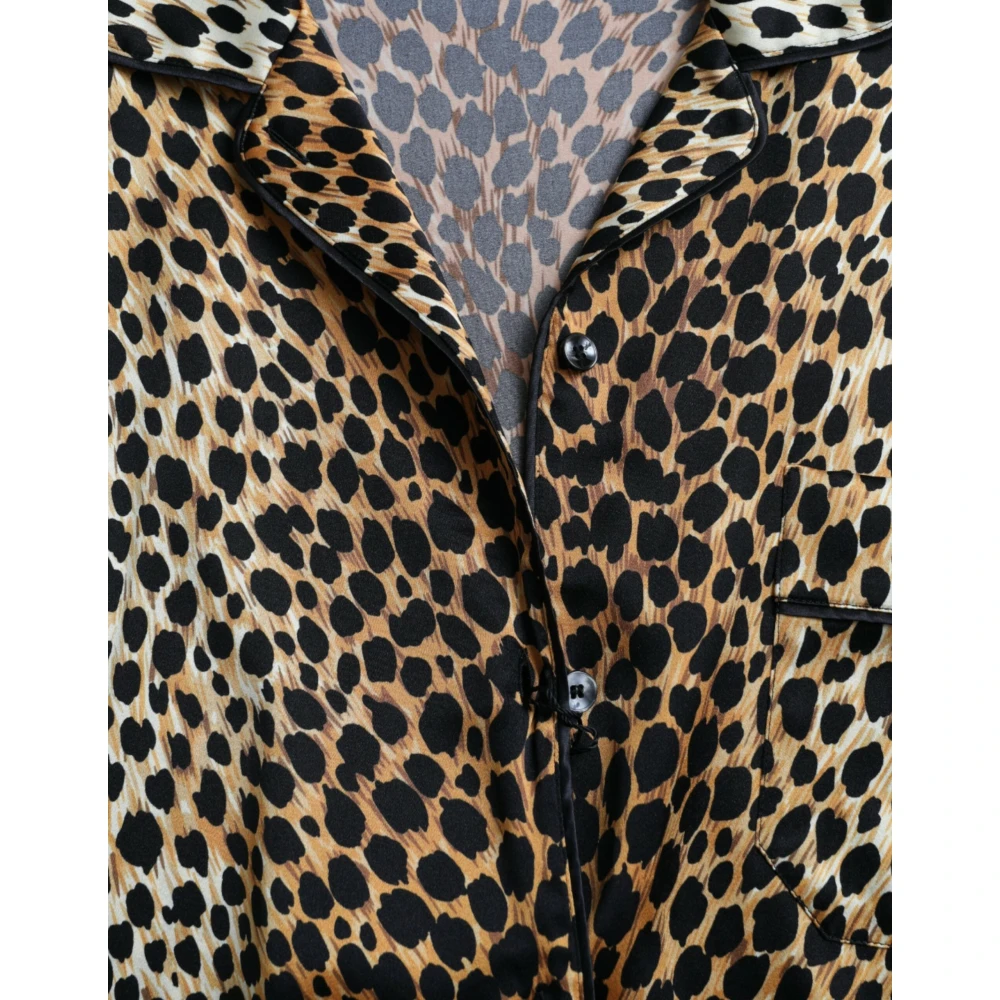 Dolce & Gabbana Elegante Bruine Zijden Blouse met Dierenprint Brown Dames