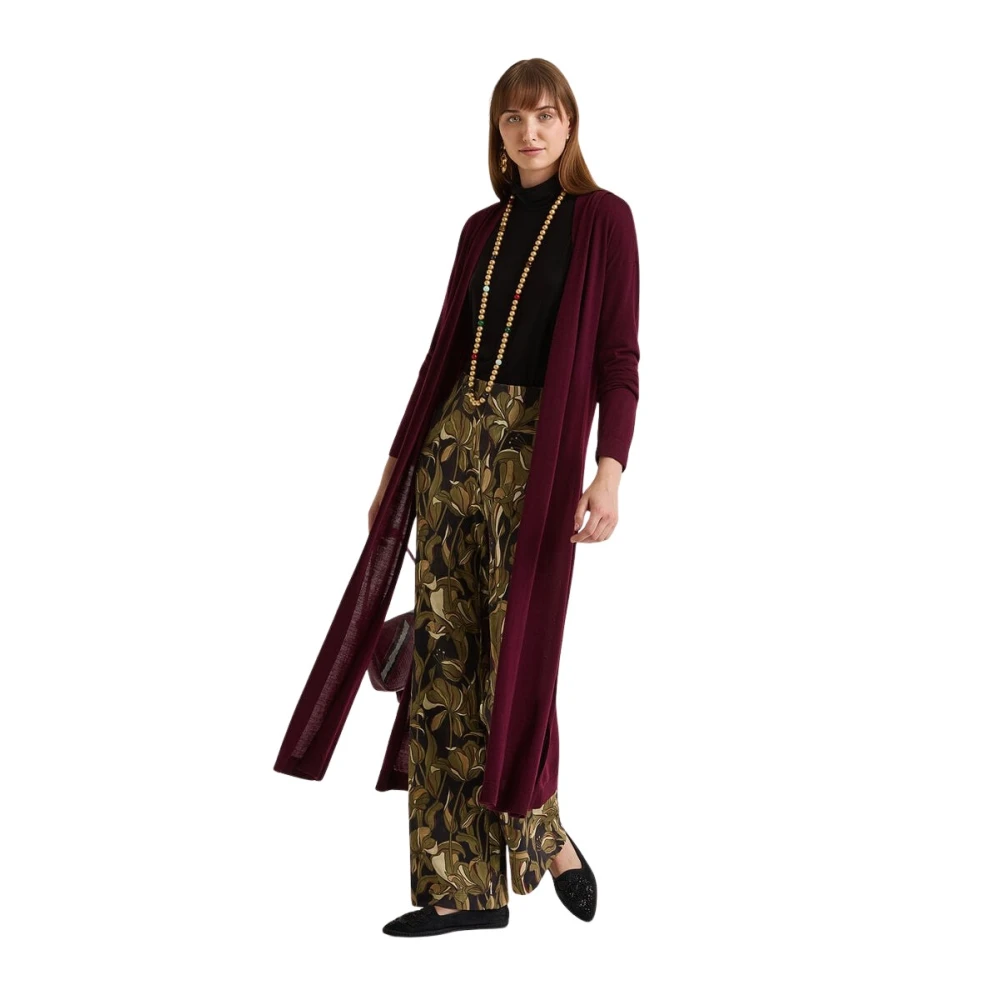 Maliparmi Women's Red Long Knitwear, M, Colours Of The World Cardigan