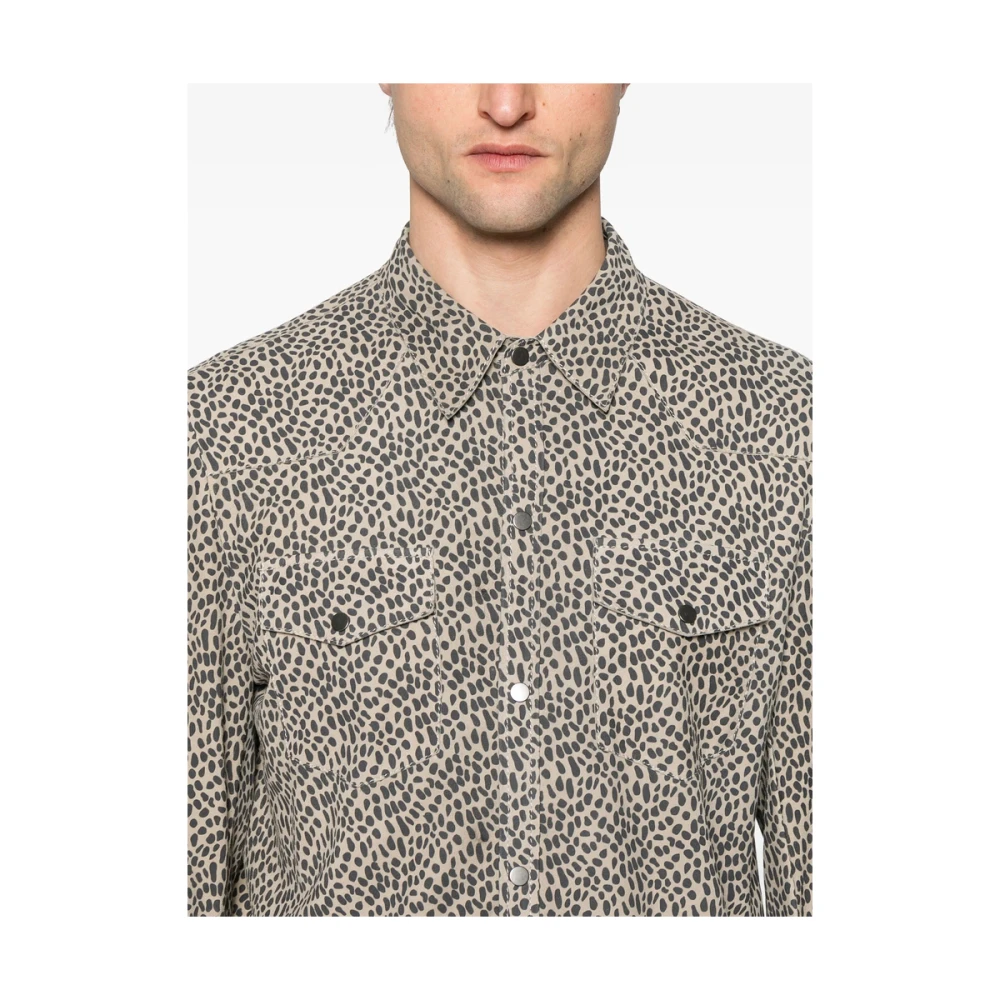 Salvatore Santoro Beige Leren Jas Klassieke Kraag Multicolor Heren