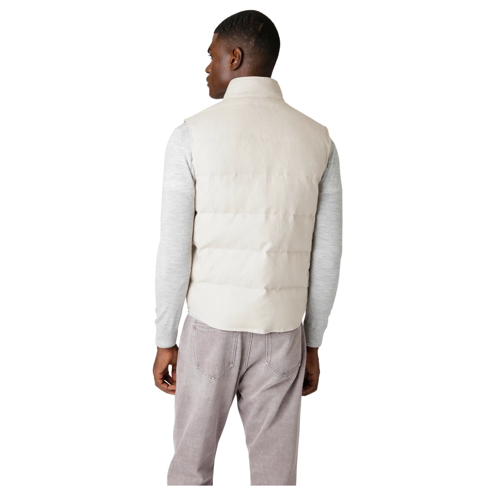 Eleventy Linnen Staande Kraag Lente Gilet Beige Heren
