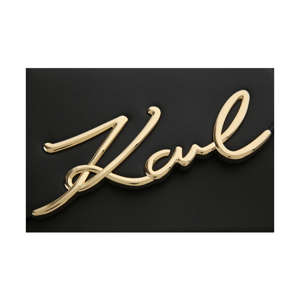 Karl Lagerfeld Signature 2.0 Crossbody Tas in Zwart Goud Black Dames