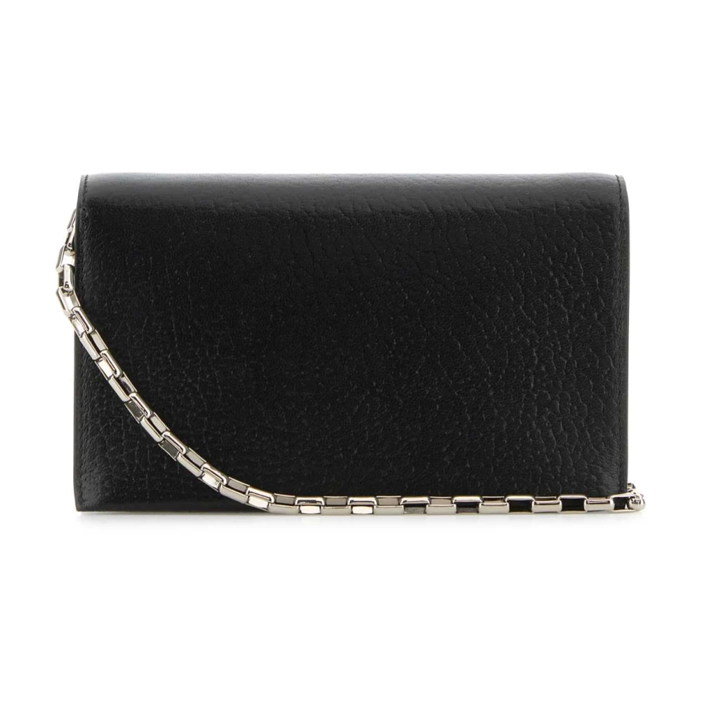 alexander mcqueen Zwarte leren Cross-Bar Clutch Black Dames