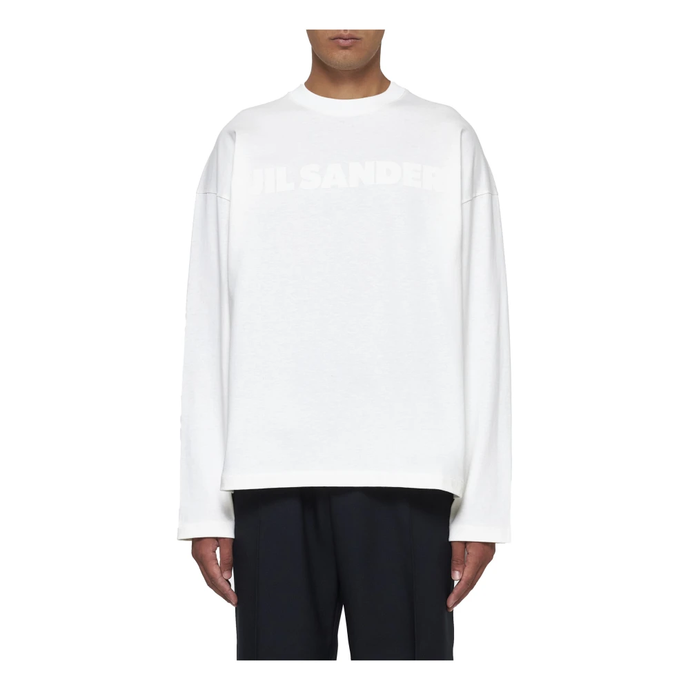 Jil Sander Wit Katoenen T-shirt met Lange Mouwen White Heren