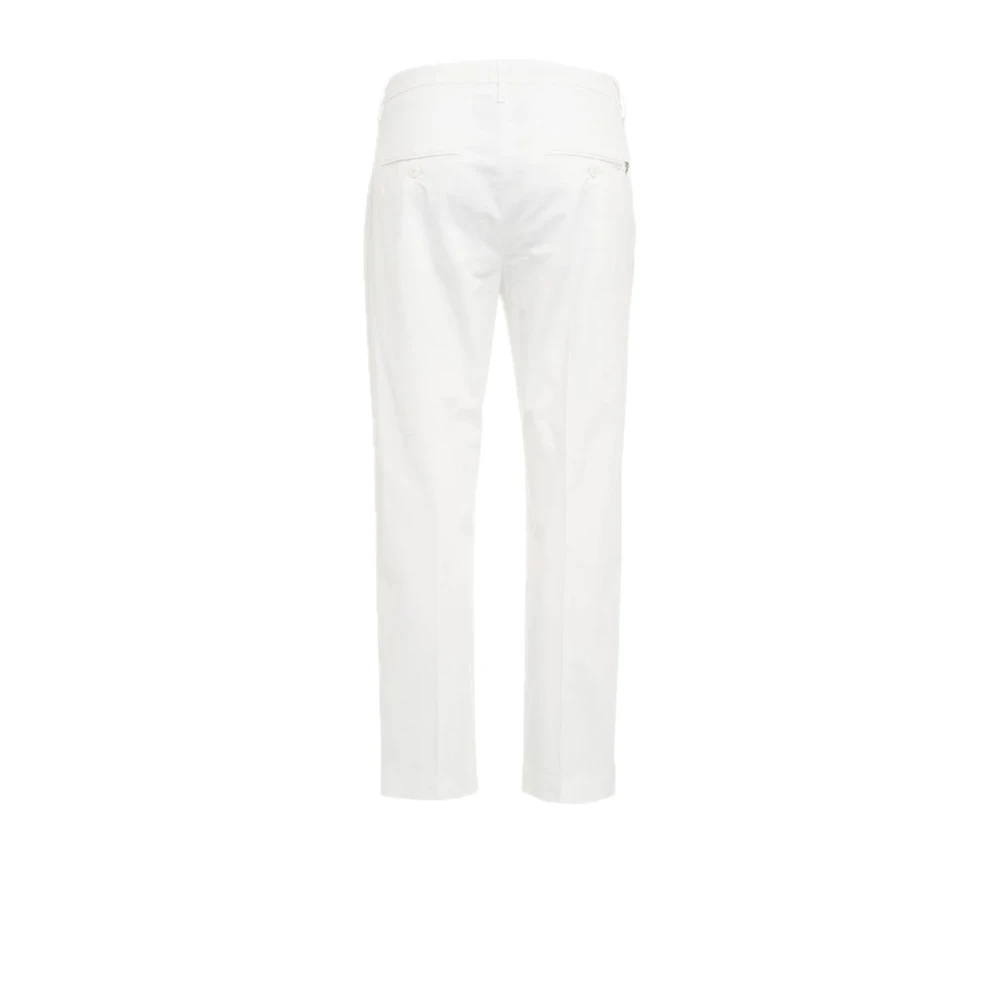 Dondup Katoenen Broek Losse Pasvorm Enkel Lengte White Dames
