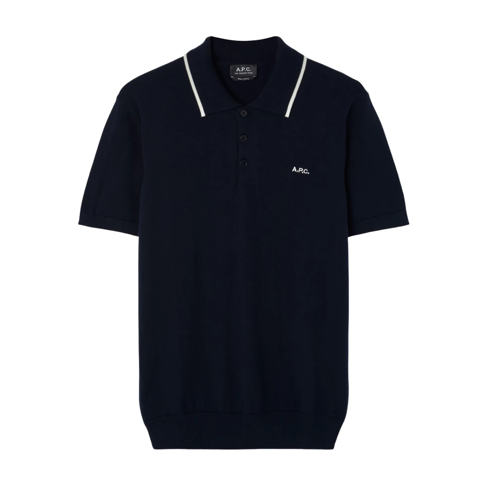 A.p.c. Men's Blue Polo Shirt With Logo Embroidery