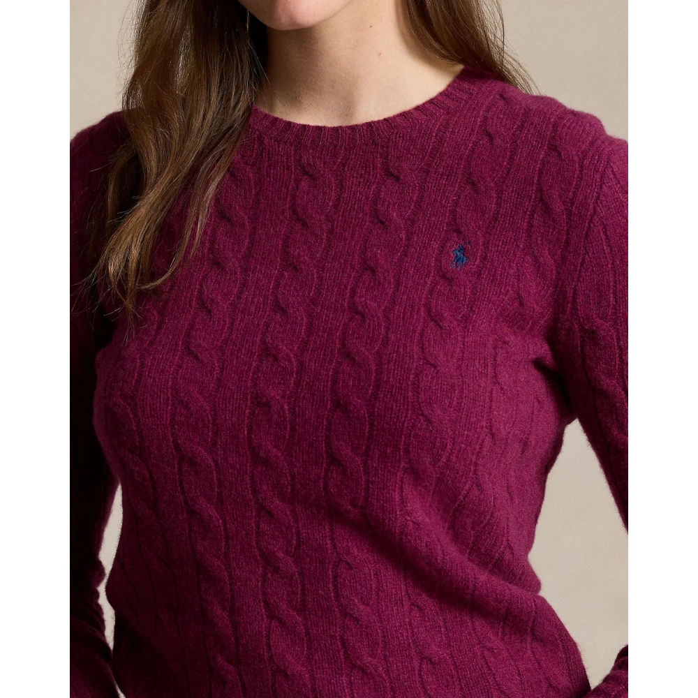 Polo Ralph Lauren Wollen en Kasjmier Gevlochten Trui Red Dames