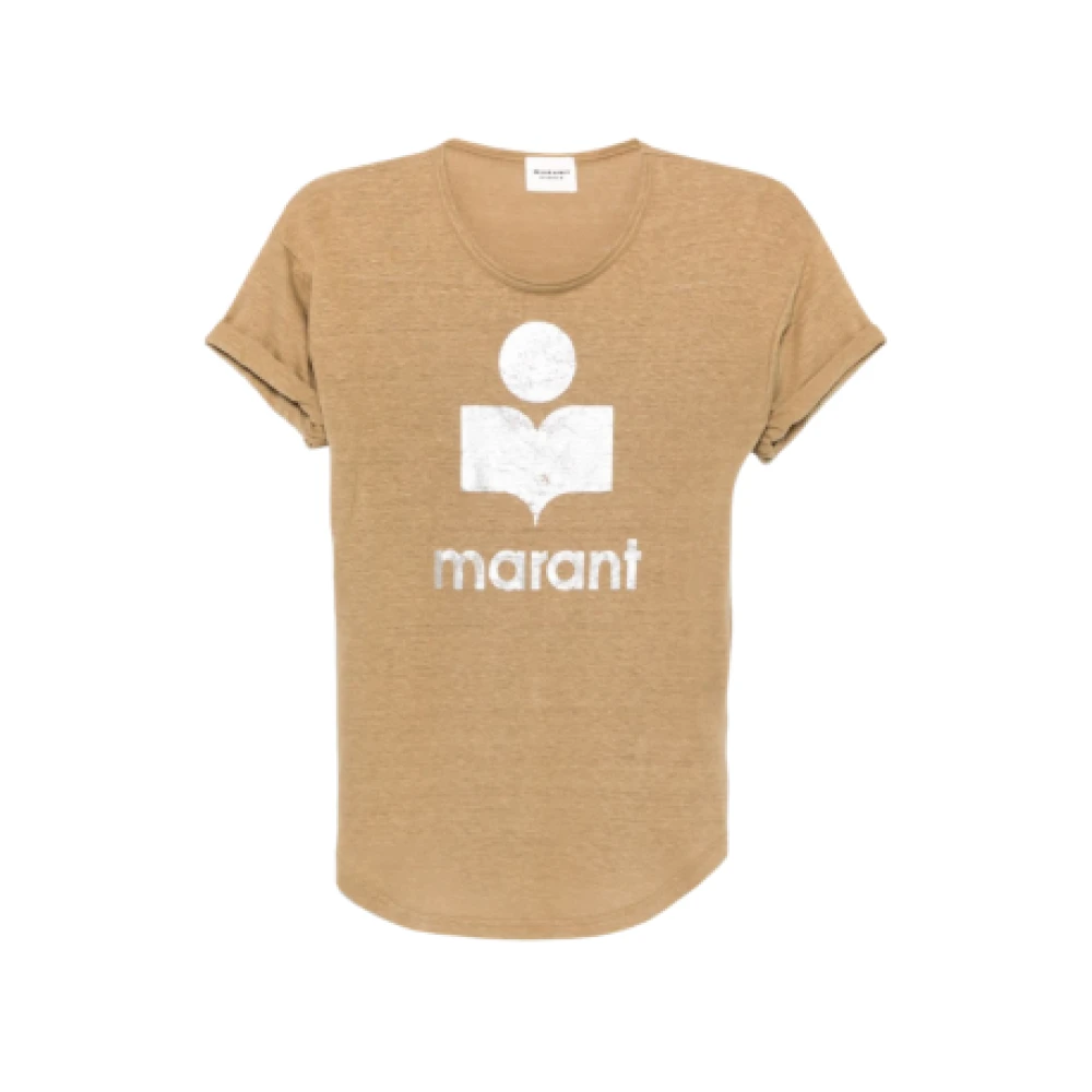 Isabel Marant Étoile Linnen T-shirt met Logo Print Brown Dames