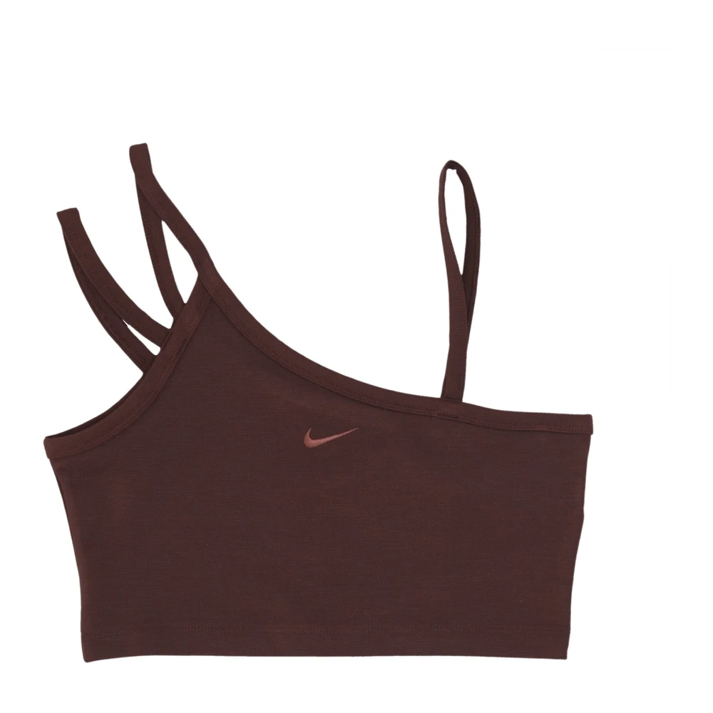 Nike Sportkläder Everyday Modern Asymmetrisk Cropped Tank Brown, Dam