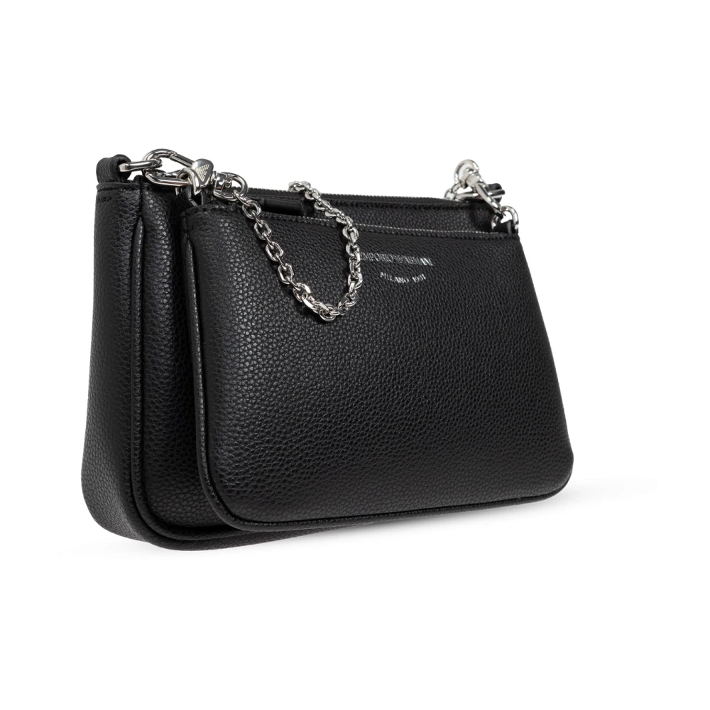 Emporio Armani Schoudertas met bedrukt logo Black Dames