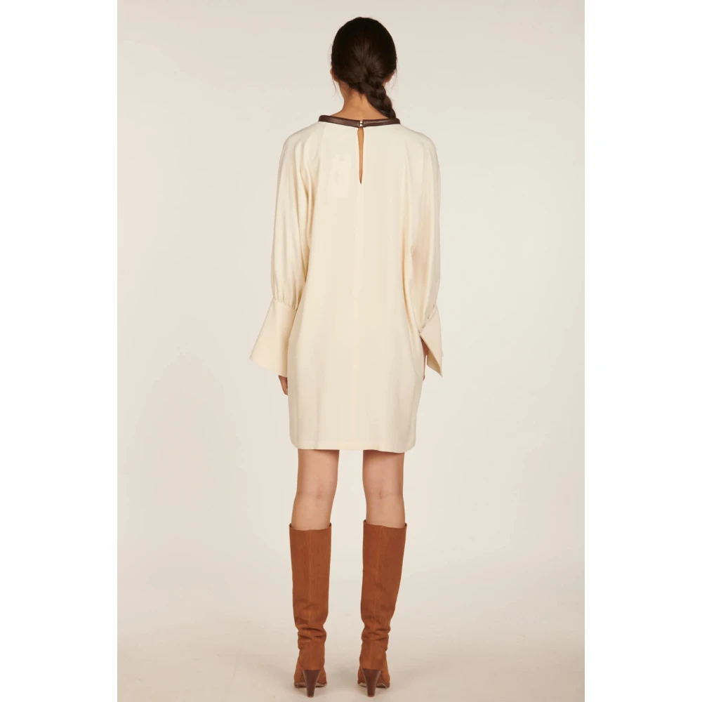Erika Cavallini Beige Viscose Cady Korte Jurk Beige Dames