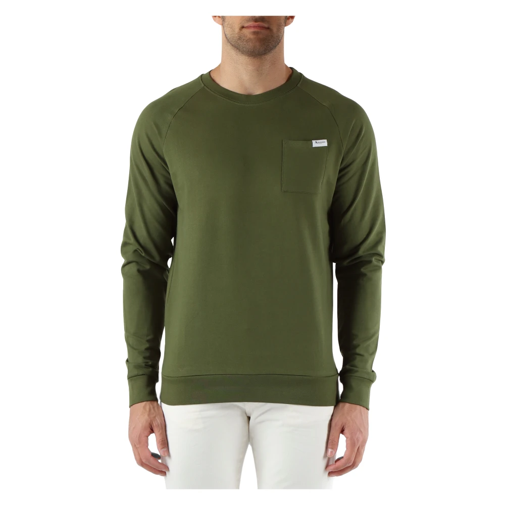 Aquascutum Katoenen Crewneck Active Pocket Sweatshirt Green Heren