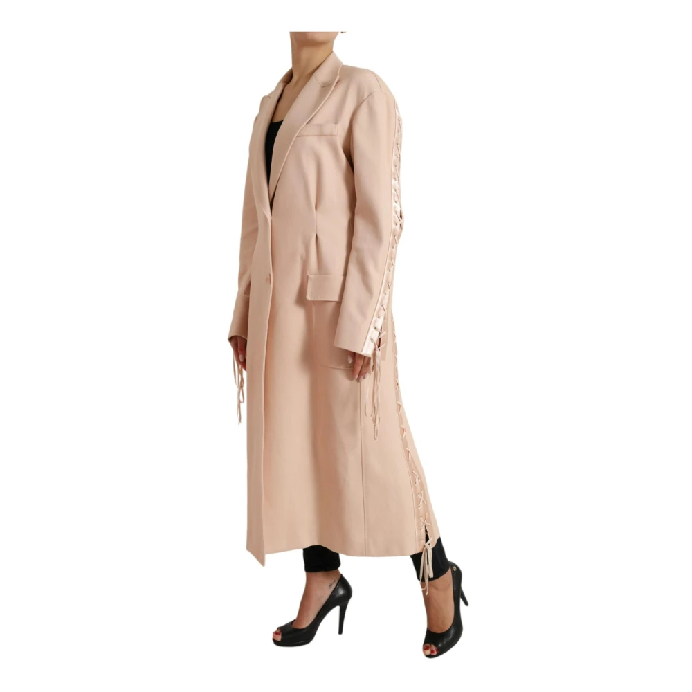 Dolce & Gabbana Beige Lange Wollen Jas Beige Dames