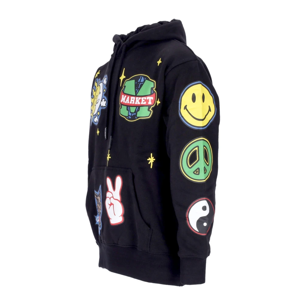 Market Hoodie met all-over logoprint Black Heren