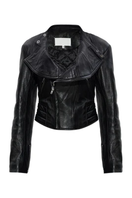 Folded Collar Leather Jacket