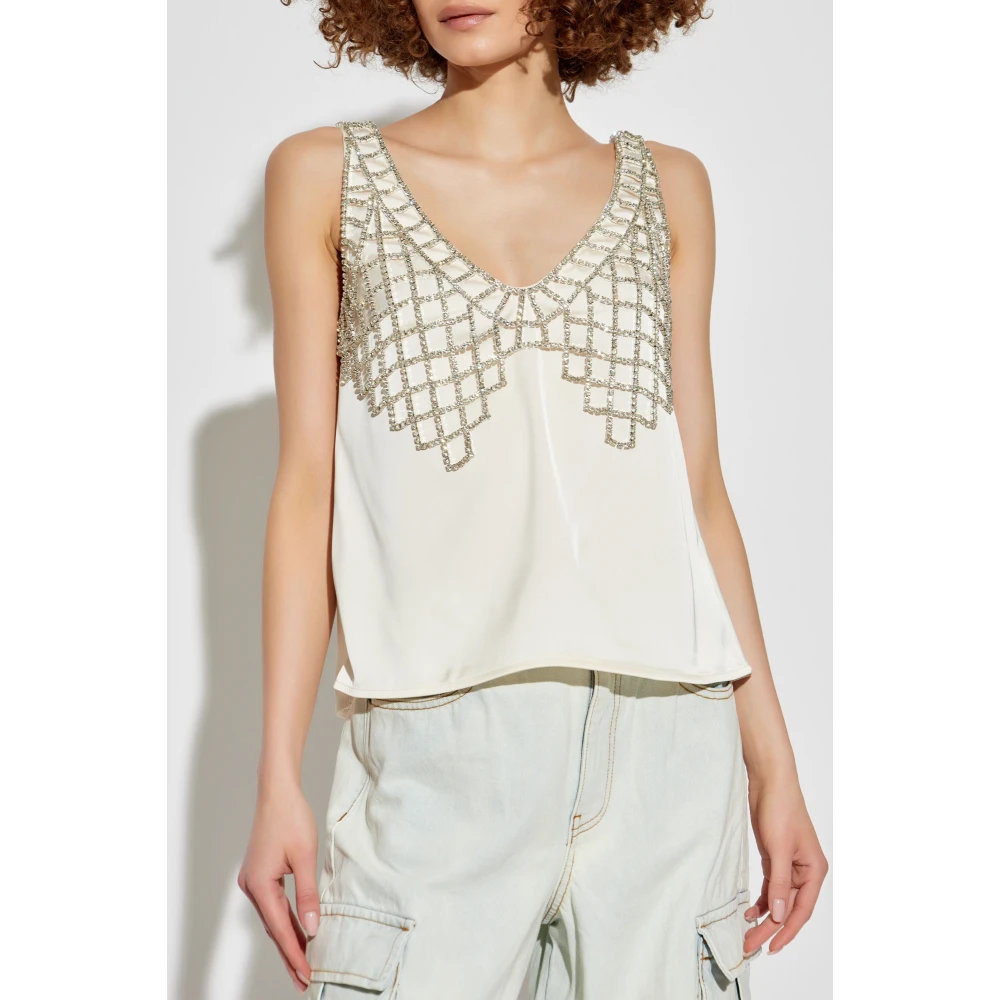 Self Portrait Mouwloze top Beige Dames