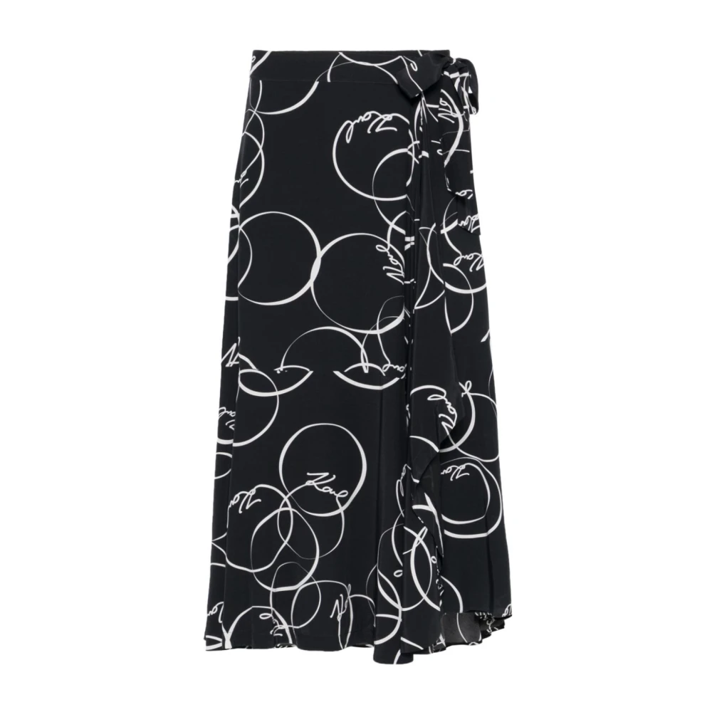Karl Lagerfeld Cirkel Print Wikkelrok Black Dames