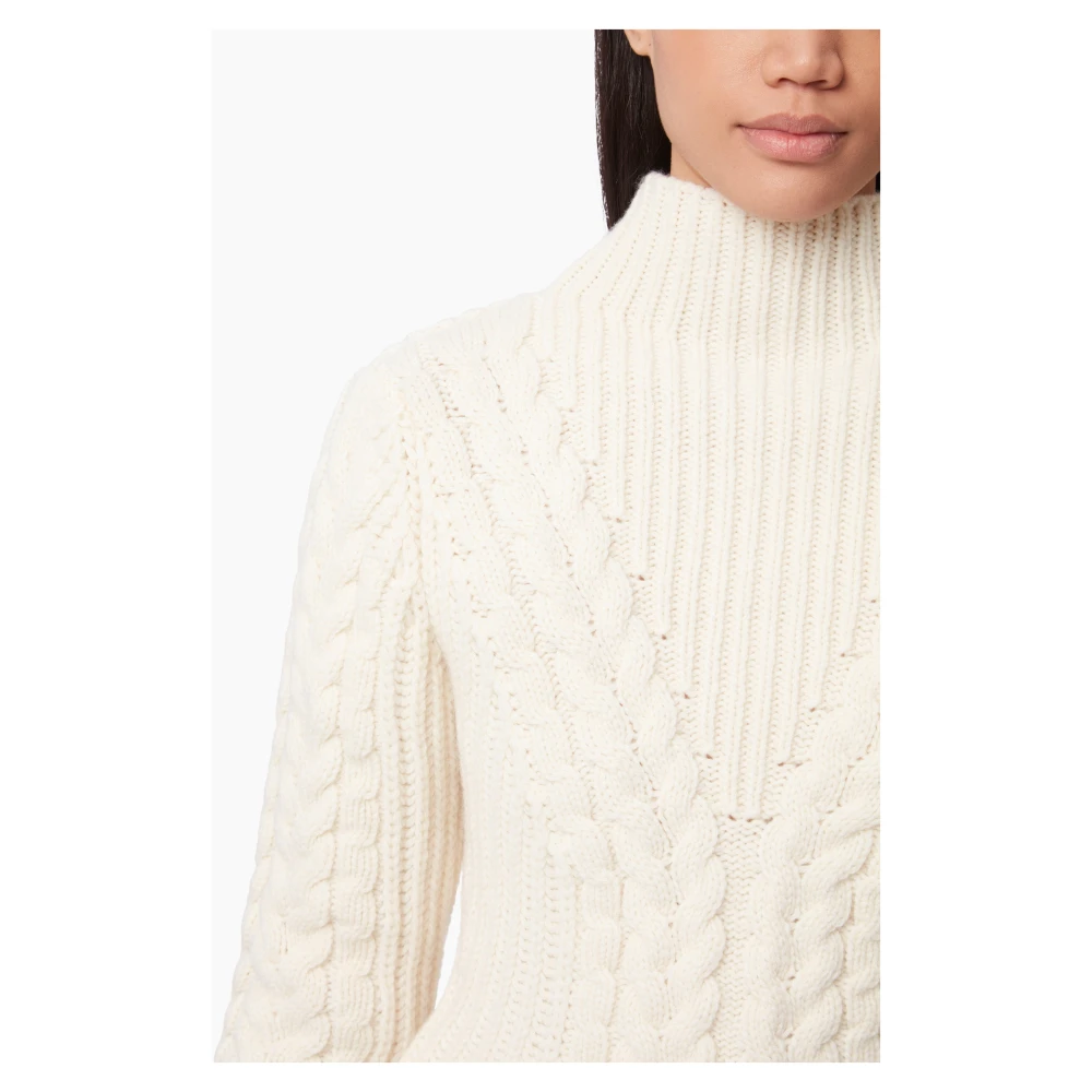 Nina Ricci Twisted Wool Turtleneck Sweater in Beige Dames