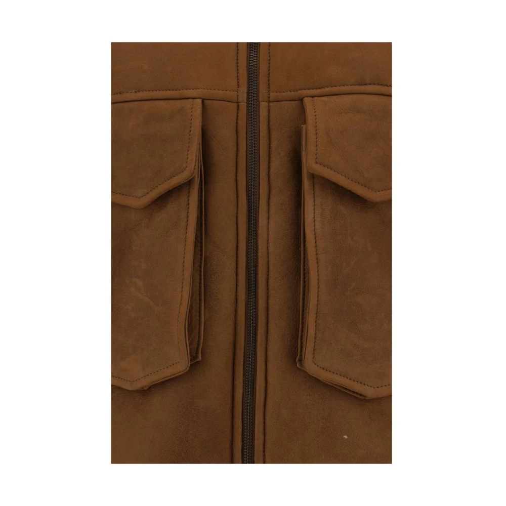 Salvatore Santoro Shearling Leren Jas Brown Heren