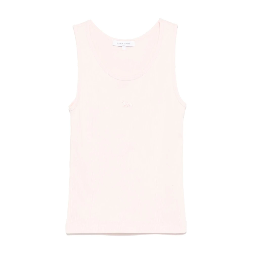 Maison Kitsuné Mouwloze top met scoop hals in lichtroze Pink Dames