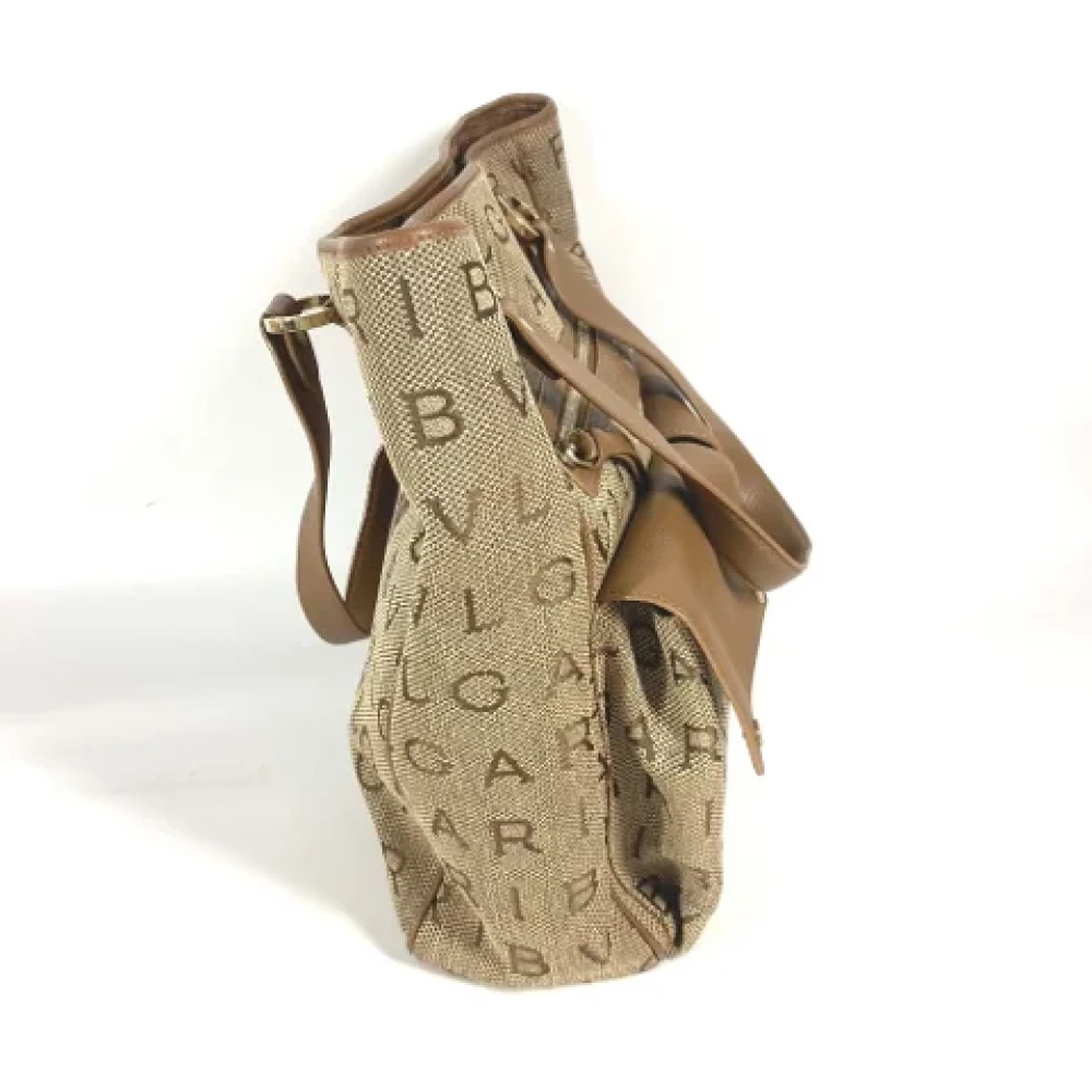 Bvlgari Vintage Pre-owned Leather shoulder-bags Beige Dames