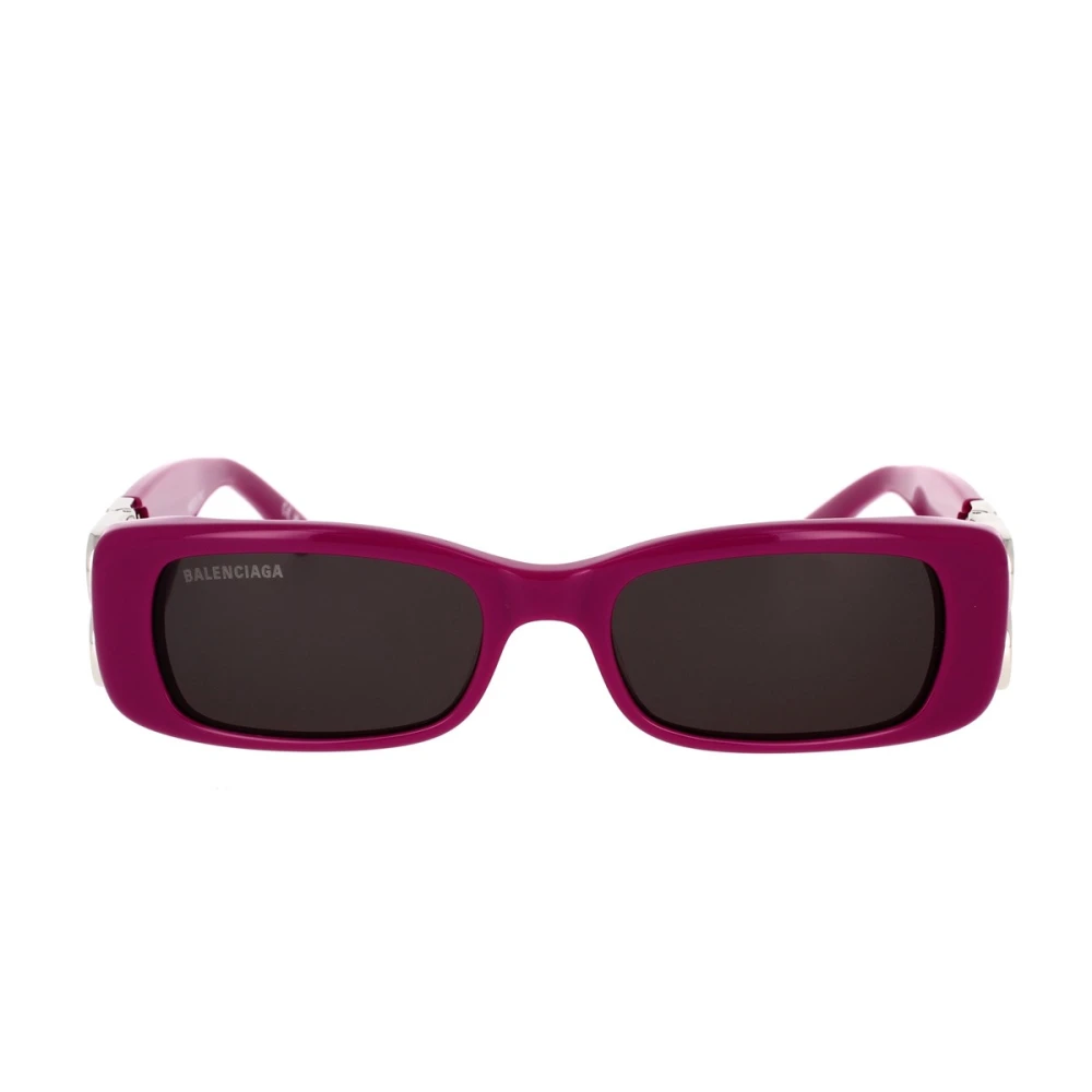 Balenciaga Vintage Rektangulära Solglasögon med Silverlogotyp BB Pink, Unisex