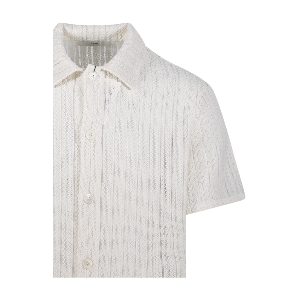 Dunst Ivory Stripe Crochet Shirt White Heren