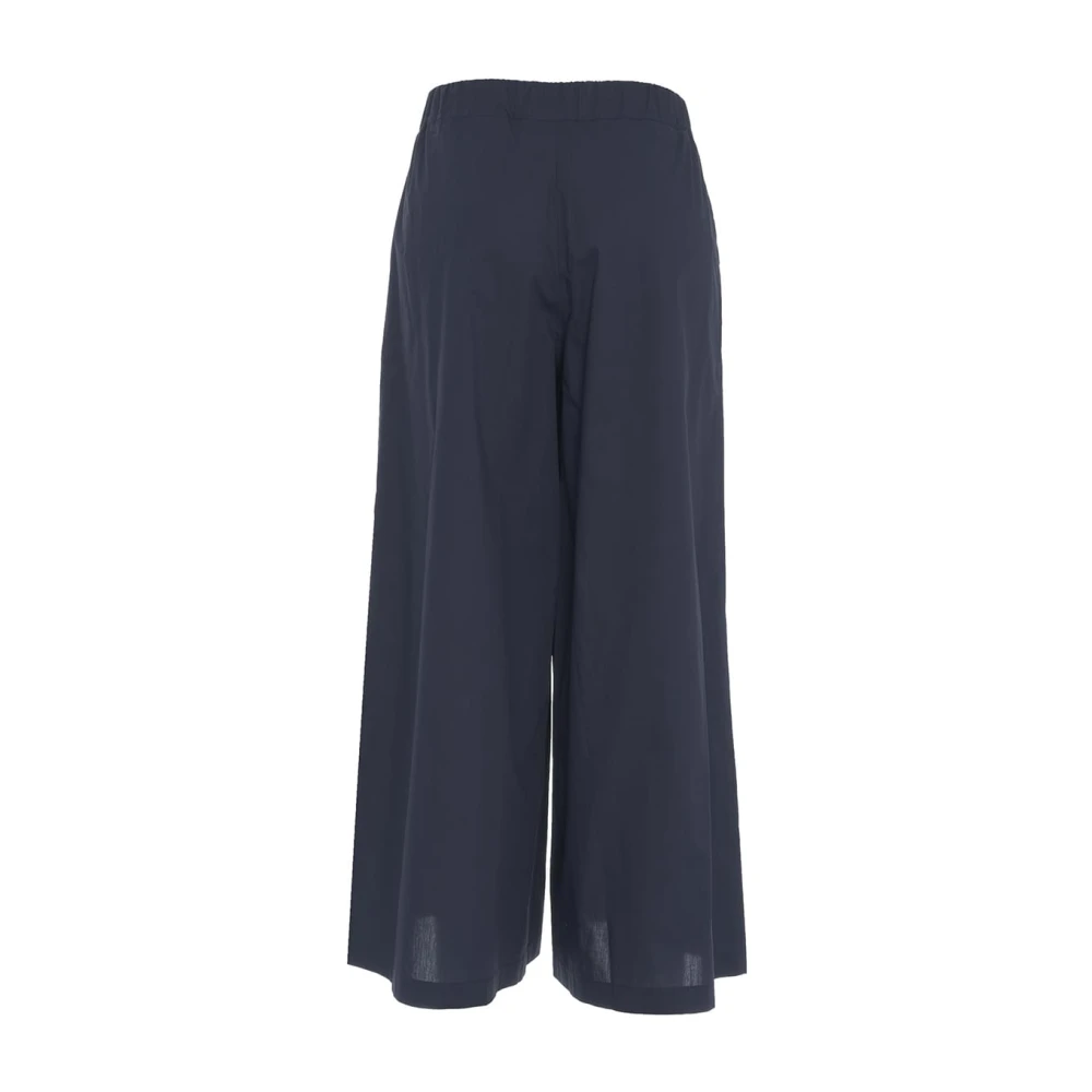 Roberto Collina Blauwe Wijde Broek Elastische Taille Zakken Blue Dames
