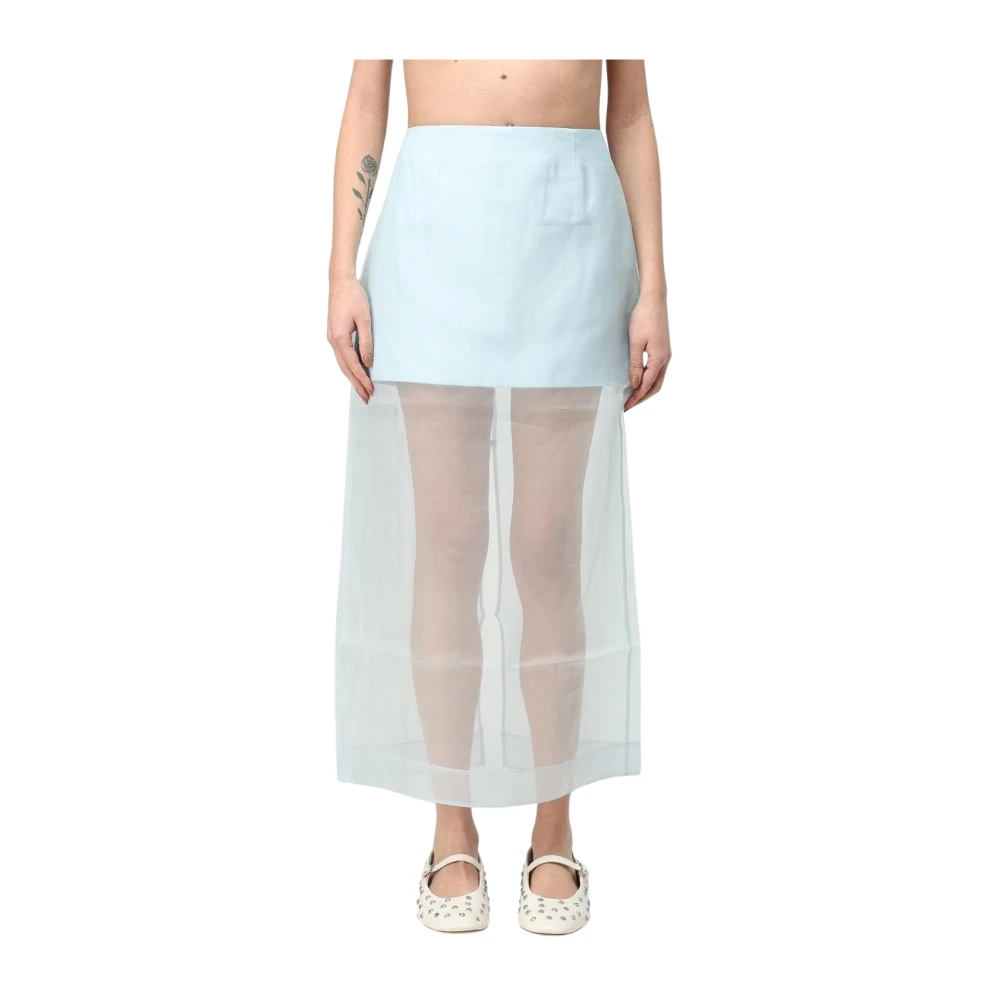 Zimmermann Women's Green Layered A-Line Skirt Sheer Overlay