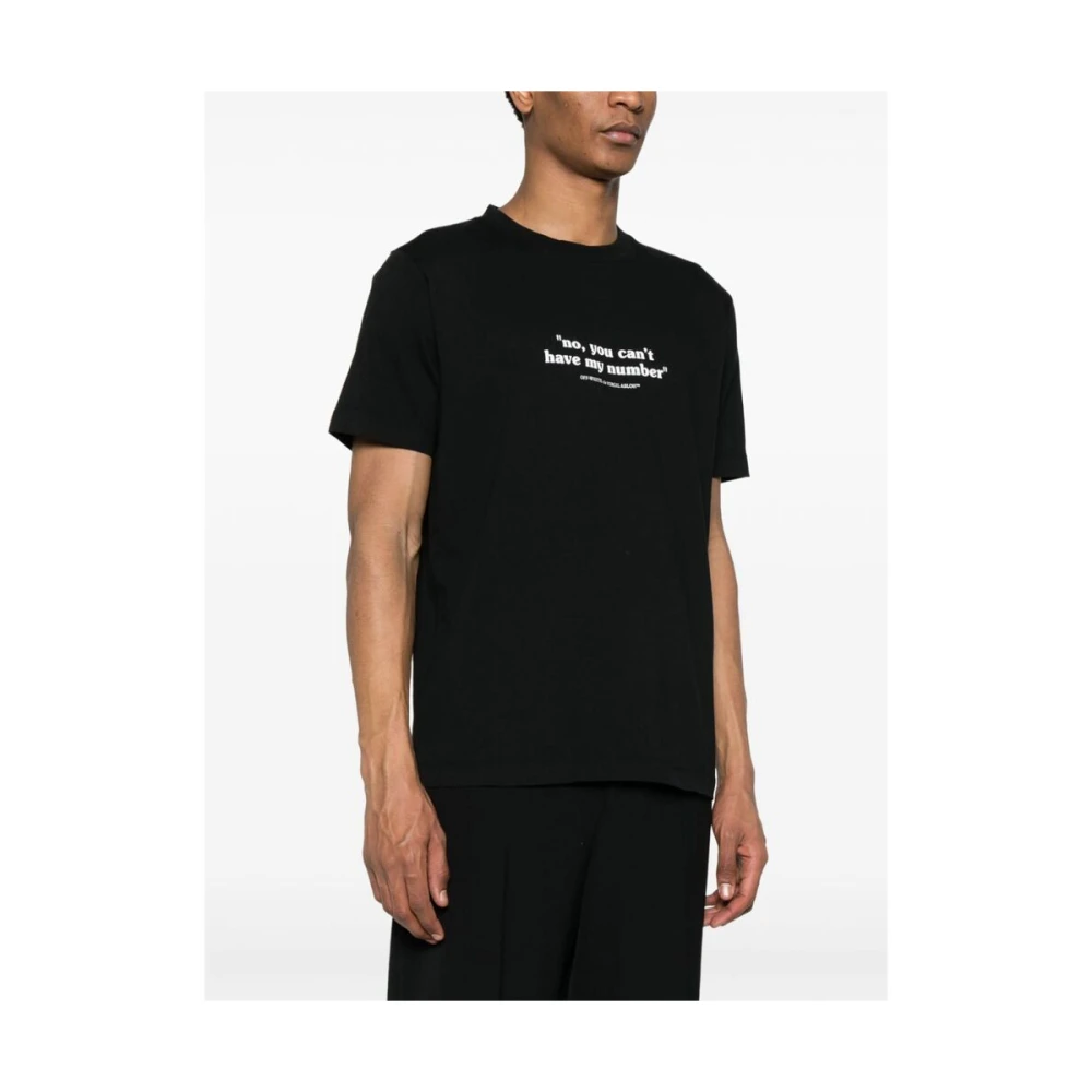 Off White Katoenen Slogan Print T-shirt Black Heren
