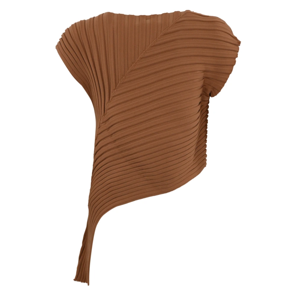Liviana Conti Asymmetrische Nylon Trui Terracotta Orange Dames