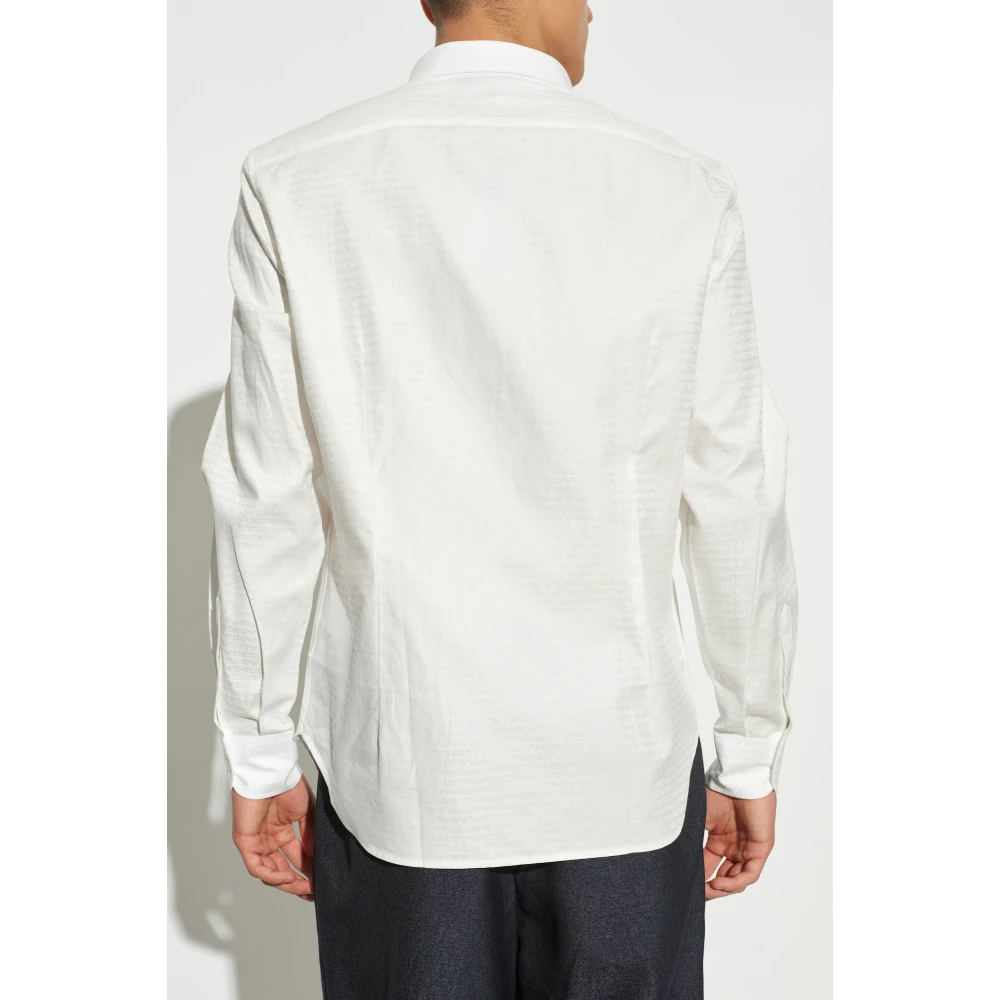Emporio Armani Katoenen shirt met monogram White Heren