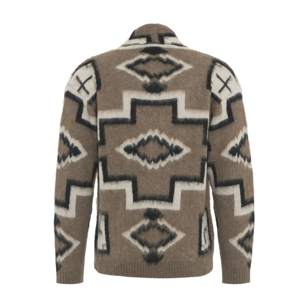 Amaránto Gebreide cardigan met etnisch patroon Brown Heren