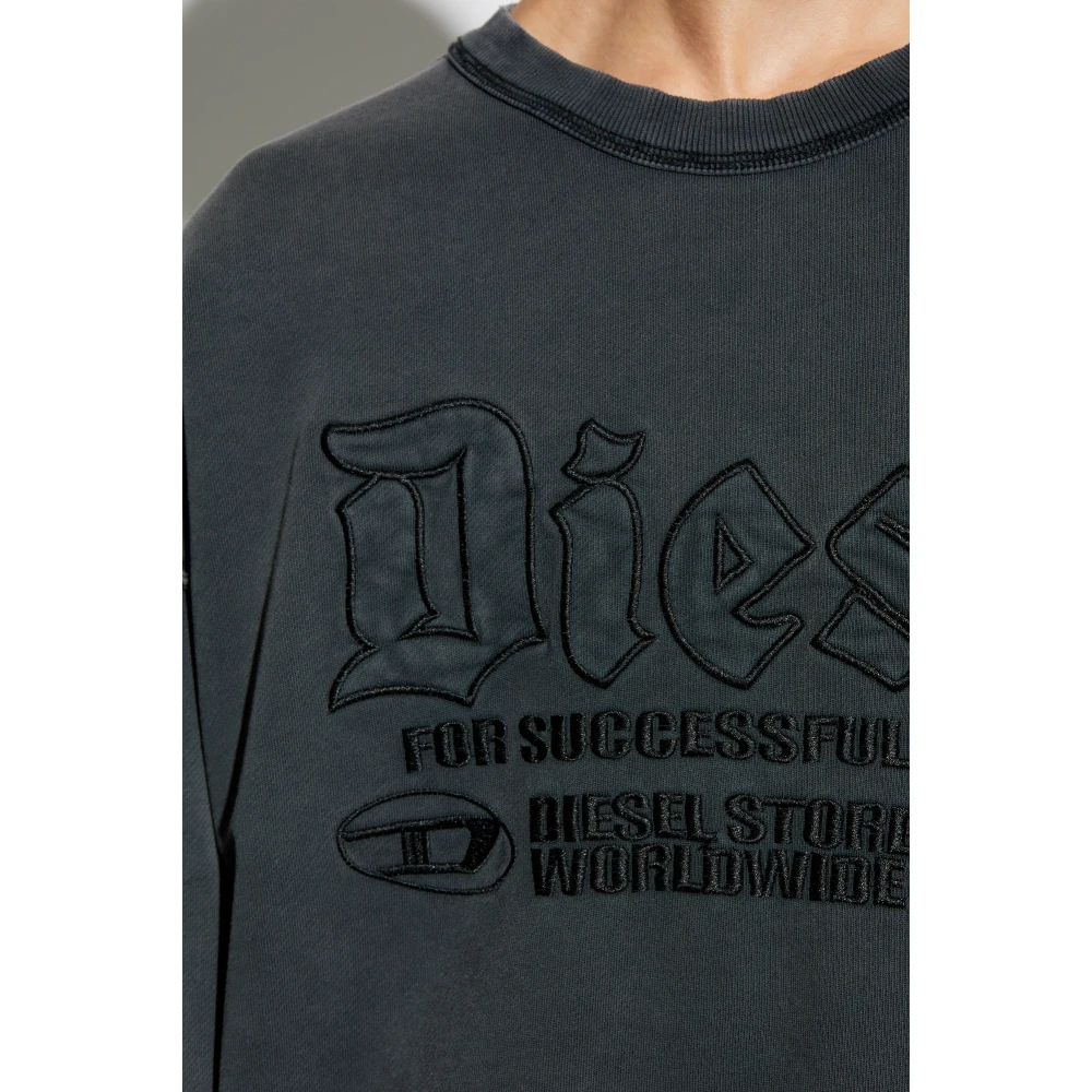 Diesel Sweatshirt met ruwe afwerking S-Boxt-Raw Gray Heren