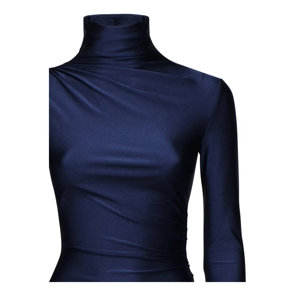 Andamane Blauwe Gedrapeerde Hoge Hals Trui Blue Dames