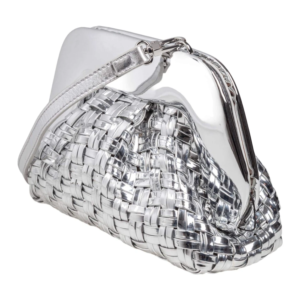 THEMOIRè Vegan Zilveren Clutch Tas Spiegeleffect Gray Dames