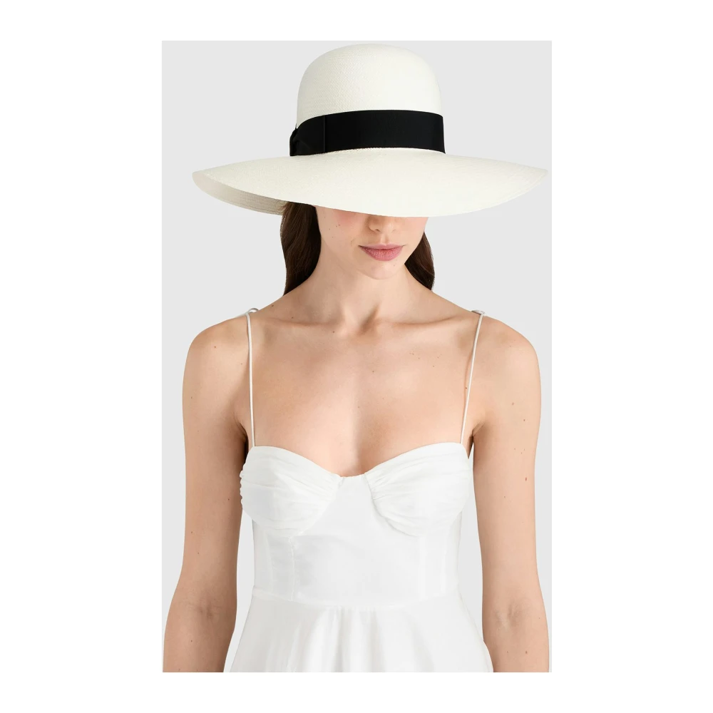 Borsalino Fijn geweven Violet Panama Hoed White Dames