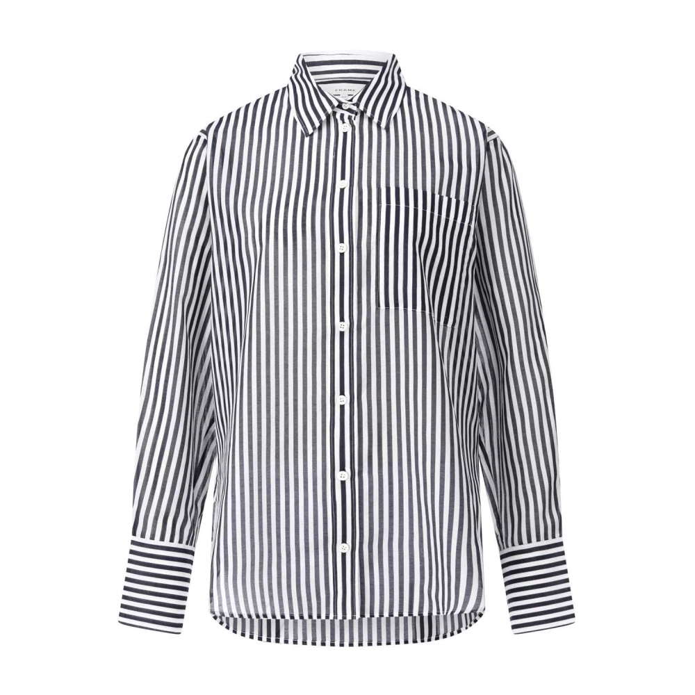 Frame Gestreepte Oversized Blouse Blue Dames