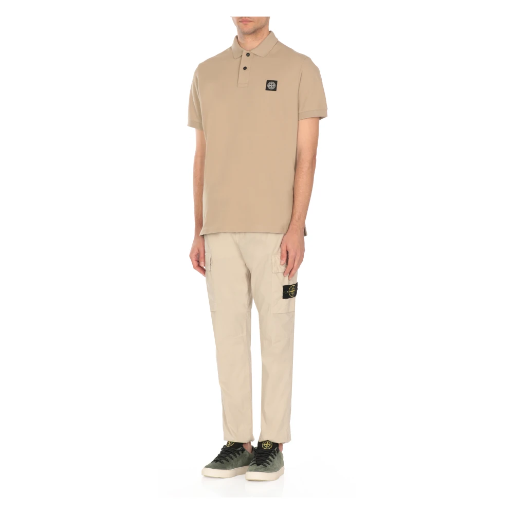 Stone Island Beige Polo Shirt met Logo Patch Beige Heren