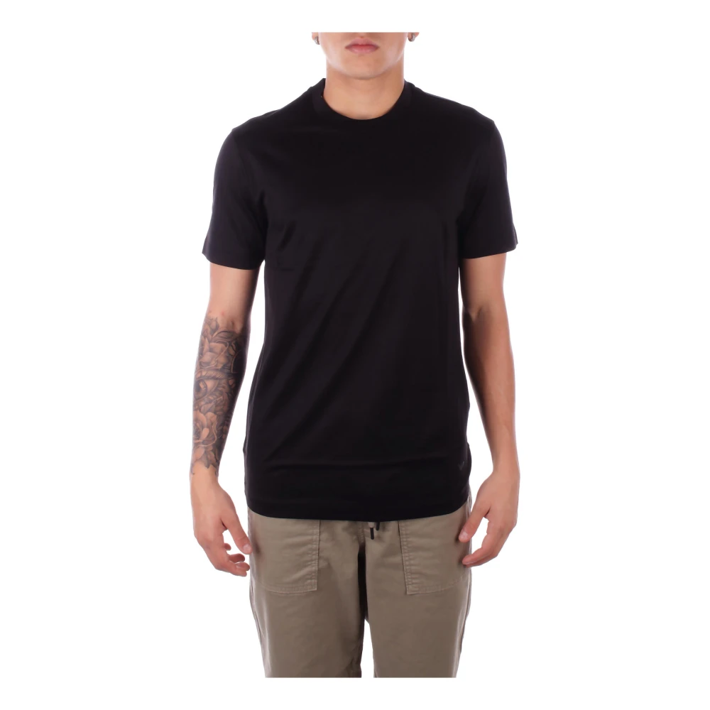 Emporio Armani Zwart Logo Voorkant T-shirt Black Heren