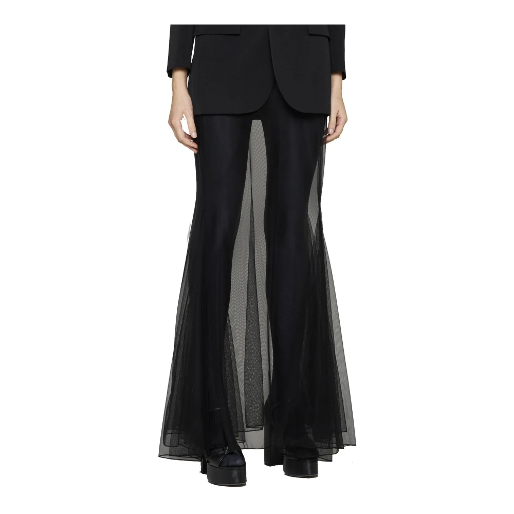 Saint Laurent Sheer Tulle Midi Rok Black Dames