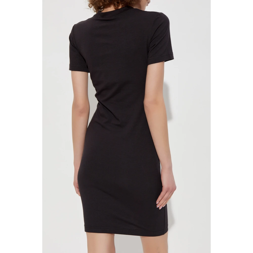 Versace Jeans Couture Jurk met bedrukt logo Black Dames