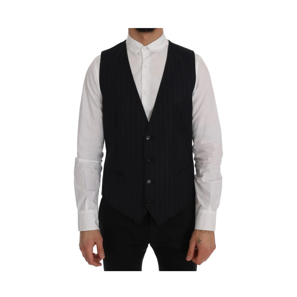 Dolce & Gabbana Men's Blue Pinstripe Waistcoat - Waistcoats - L - Suits