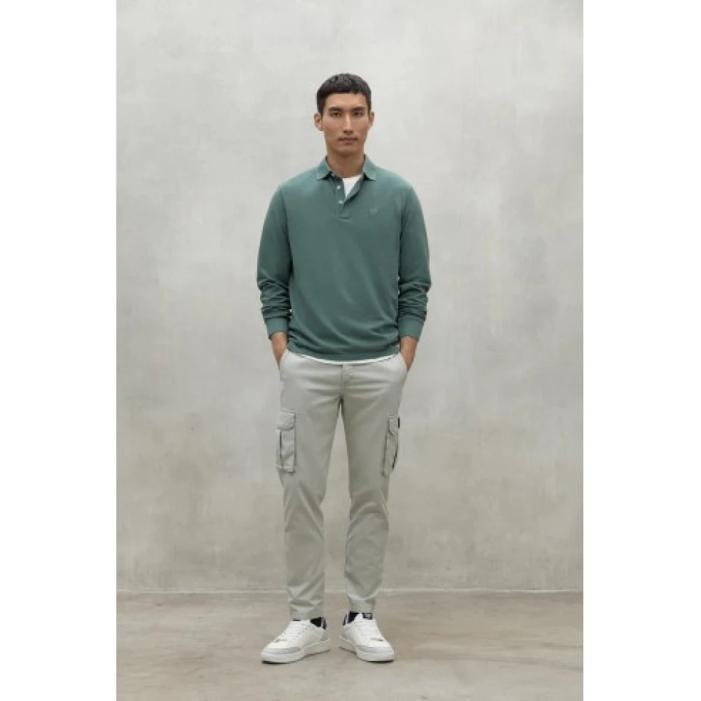 Ecoalf Stoffige groene polo met lange mouwen Green Heren