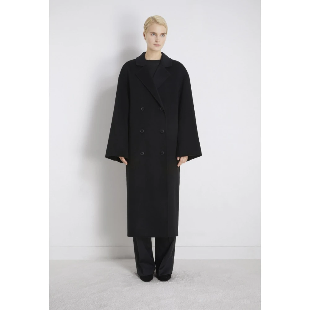 Loulou Studio Zwarte Wol Kasjmier Jas Black Dames