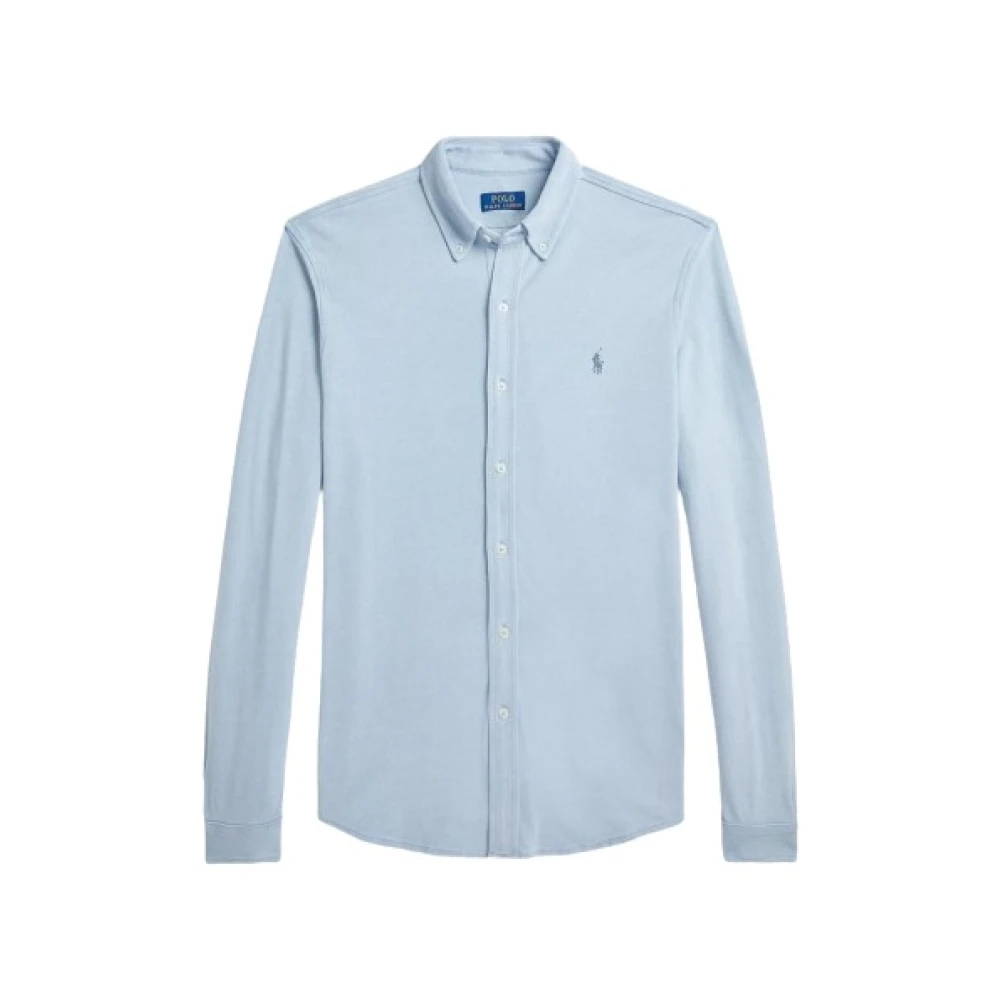 Polo Ralph Lauren Piqué Gebreid Overhemd Klassieke Stijl Blue Heren