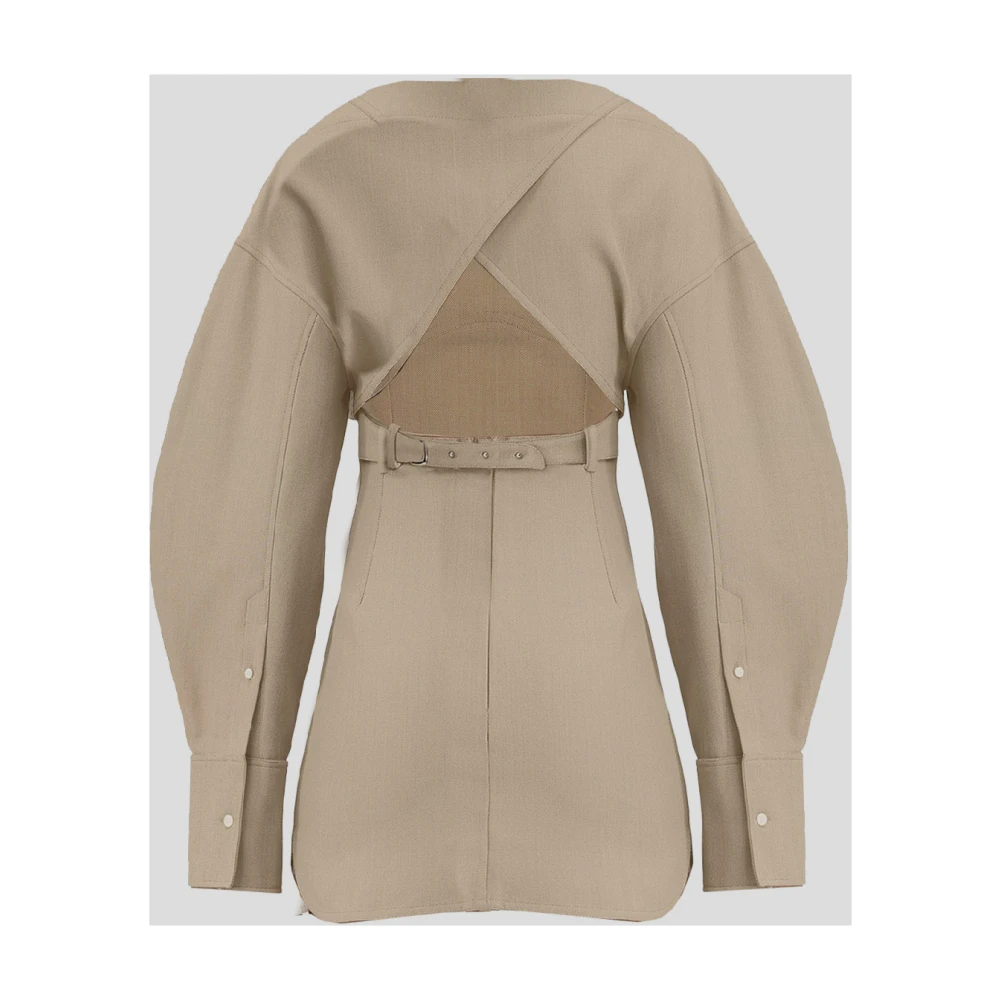Jacquemus Polyester Overhemdjurk Jas Stijl Beige Dames