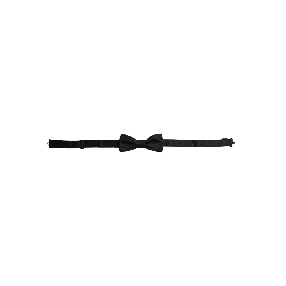 Dolce & Gabbana Black Silk Adjustable Neck Men Bow Tie - Image 2