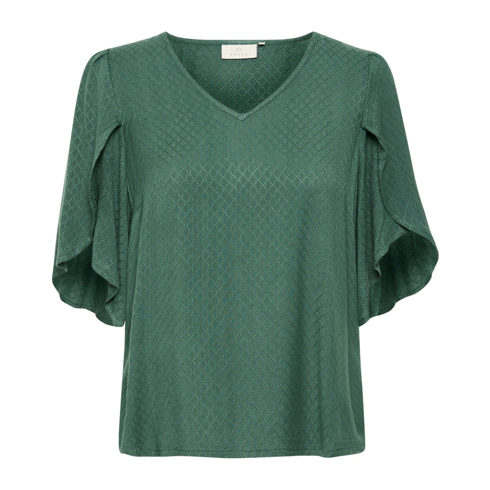 Kaffe Garden Topiary Blouse Losvallend V-Hals Green Dames